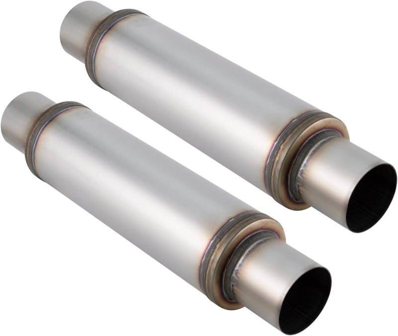 Piclafe 3 Inch Exhaust Muffler, 3" Inlet/Outlet 20" Overall Length Resonator, Stainless Steel Straight Through Design Performance Muffler, 2 PCS - Image 1